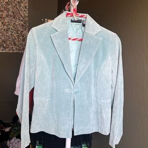 Baby blue suede blazer